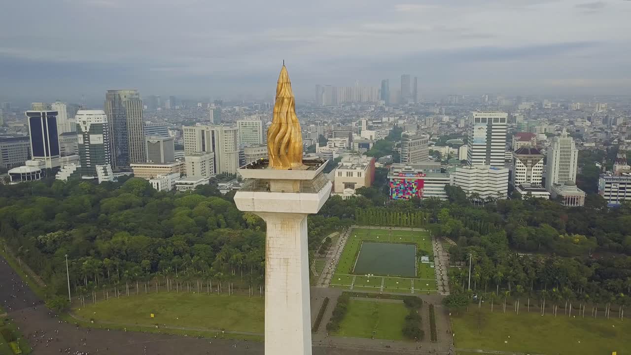 Monument Nasional Jakarta 4K Aerial Drone