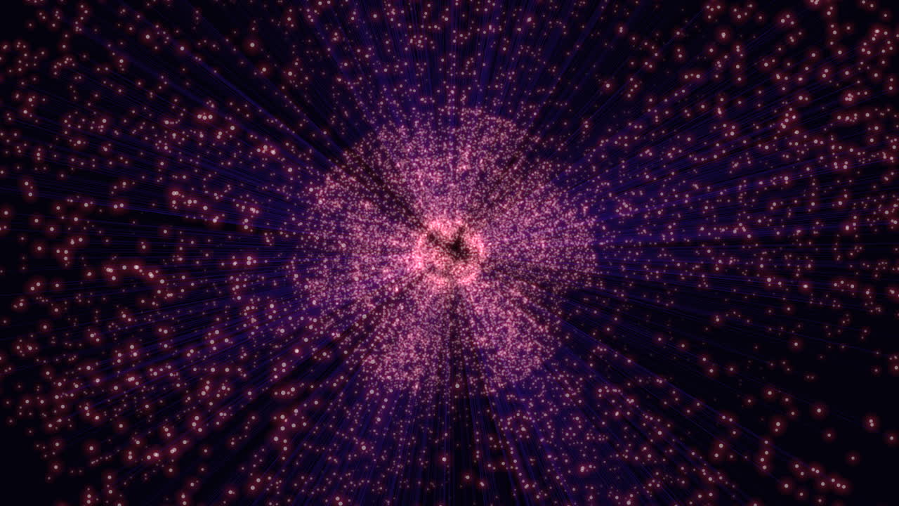 Vibrant purple and pink explosion with sparkling stars in dark space