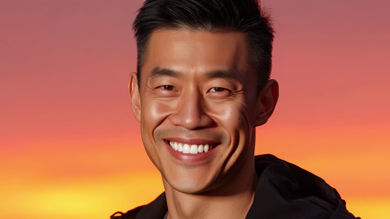 Portrait of a man at sunset