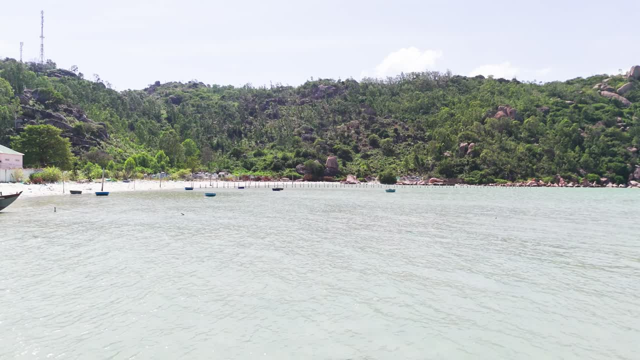 Aerial View Dolly of the Beach and the Sea in Ninh HảI District.