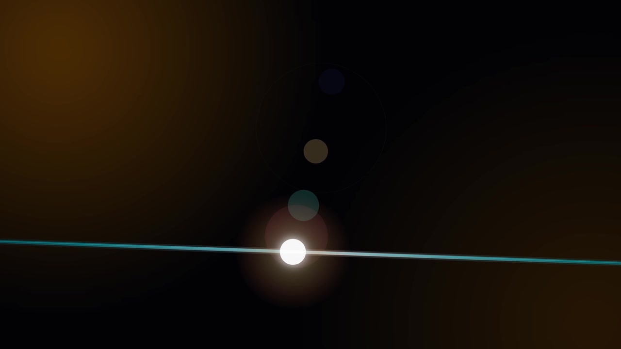 Bright Light Source Moving Across Dark Background with Lens Flare