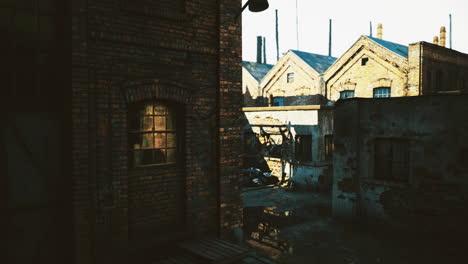 Discovering old buildings in a historic industrial area at sunset