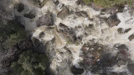 A-rushing-waterfall-in-owen-sound,-canada,-aerial-view