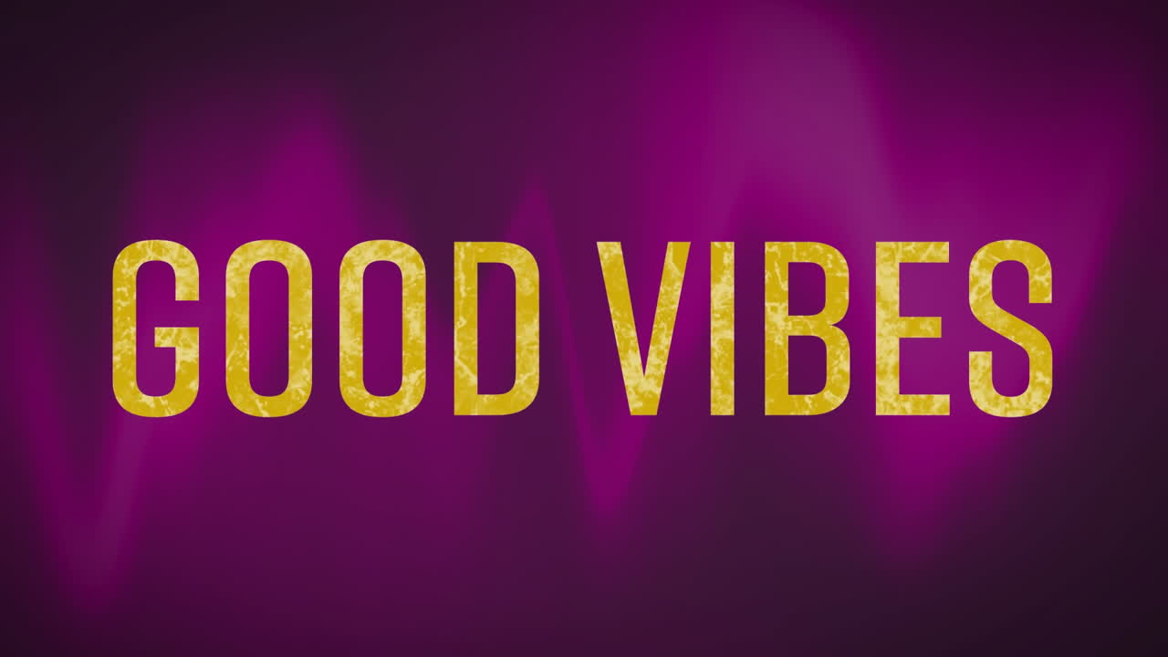 Animation of good vibes text over purple glowing moving background