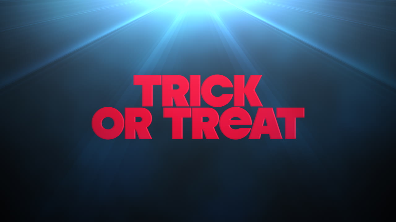 truco o trato con los rayos del sol en el espacio oscuro azul