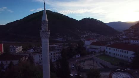 beautiful aerial shot over the mosque at berat albania 2