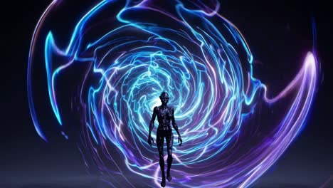 woman entering a portal
