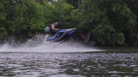 extreme sports jet ski tricks on the river