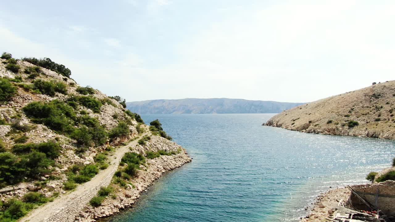 Lagoon with limestones, plants in Goli Otok Croatia