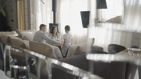 family enjoying a relaxing moment together at home