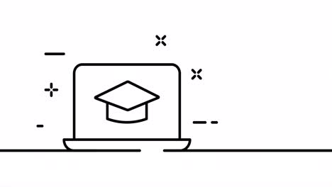 laptop with academic cap. learn, study, gain knowledge, student. distance learning. education concept. one line drawing animation. motion design. animated technology logo. video 4k