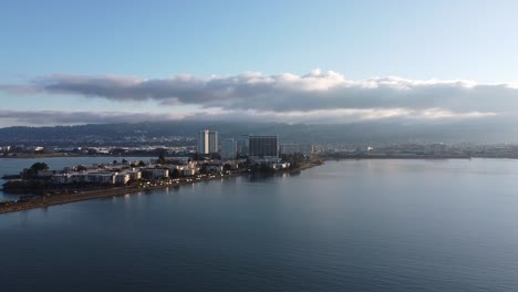 slow zoom in of the emeryville marina in northern california