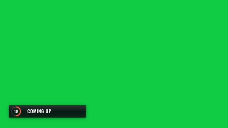 Broadcast coming up countdown lower third banner with timer on green screen background template