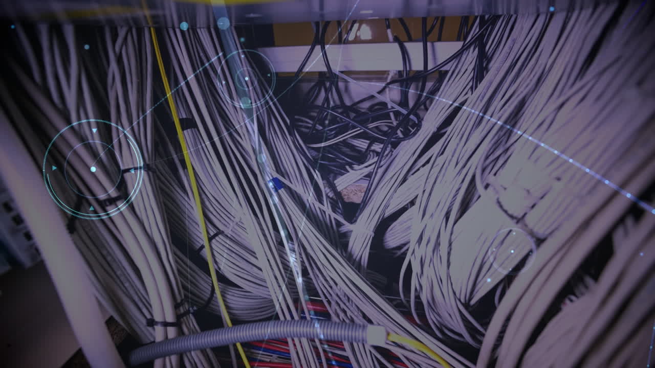 animación de la red de conexiones a través del hardware del servidor informático