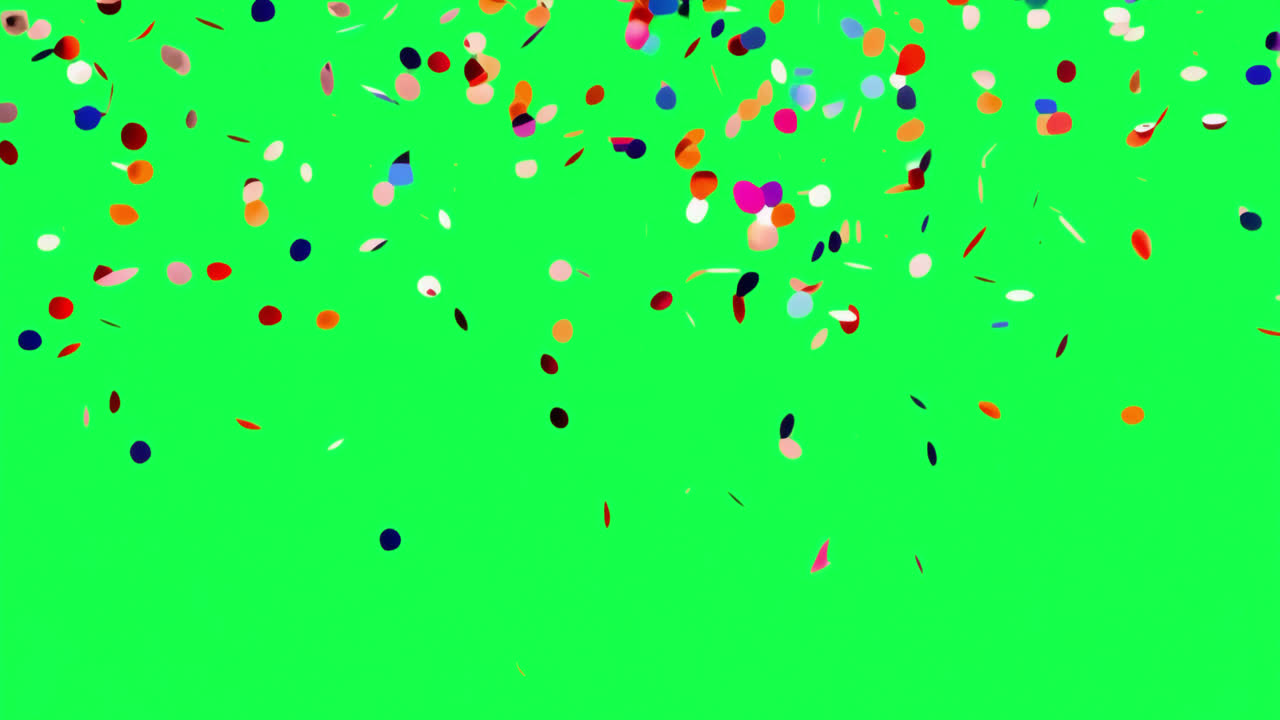 Confetti colorati su sfondo nero, sovrapposizione animata, video 4K trasparente, canale alfa, ProRes