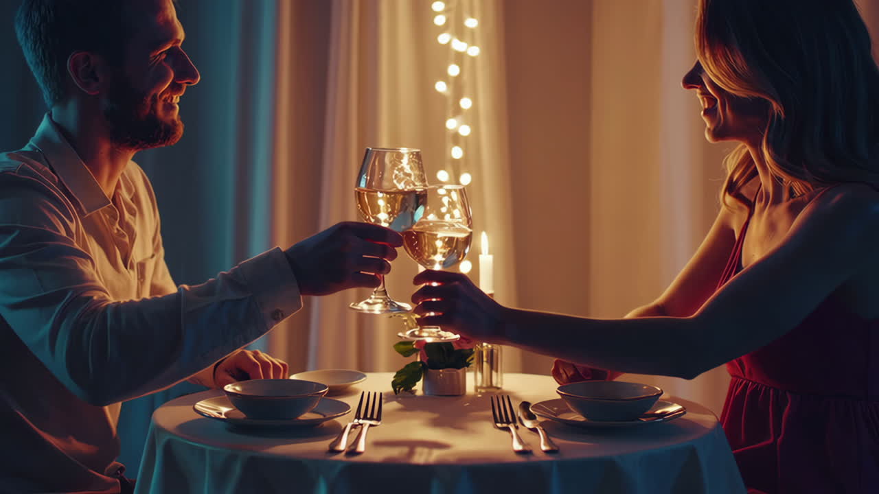 만적인 커플 저녁식사