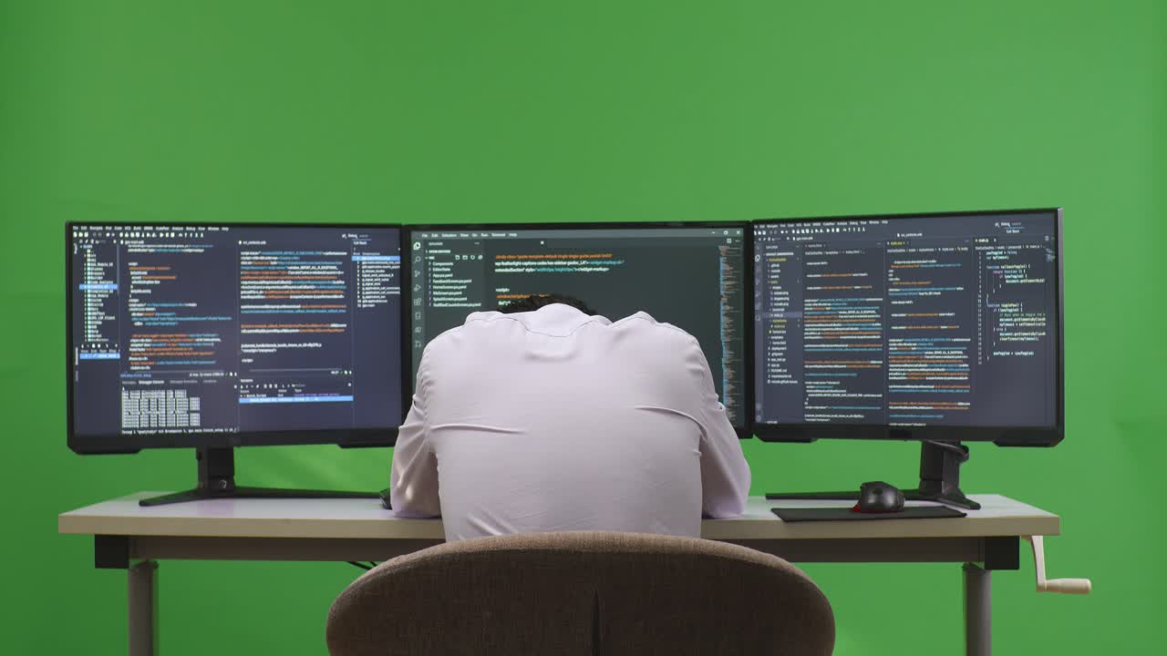Programmer Working on Multiple Screens