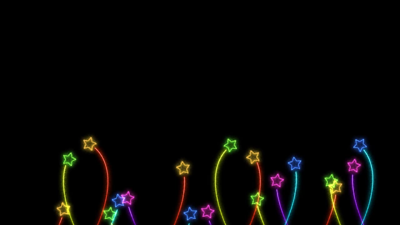 cuatro flores de color estrella creciendo rápidamente en la pantalla negra