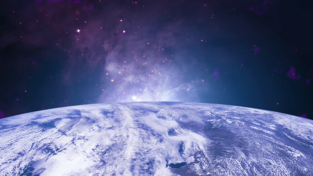 Rotating Planet Earth with stars and nebula background - Space Exploration, Radiation in the Cosmos - Unveiling the Secrets of Our Universe