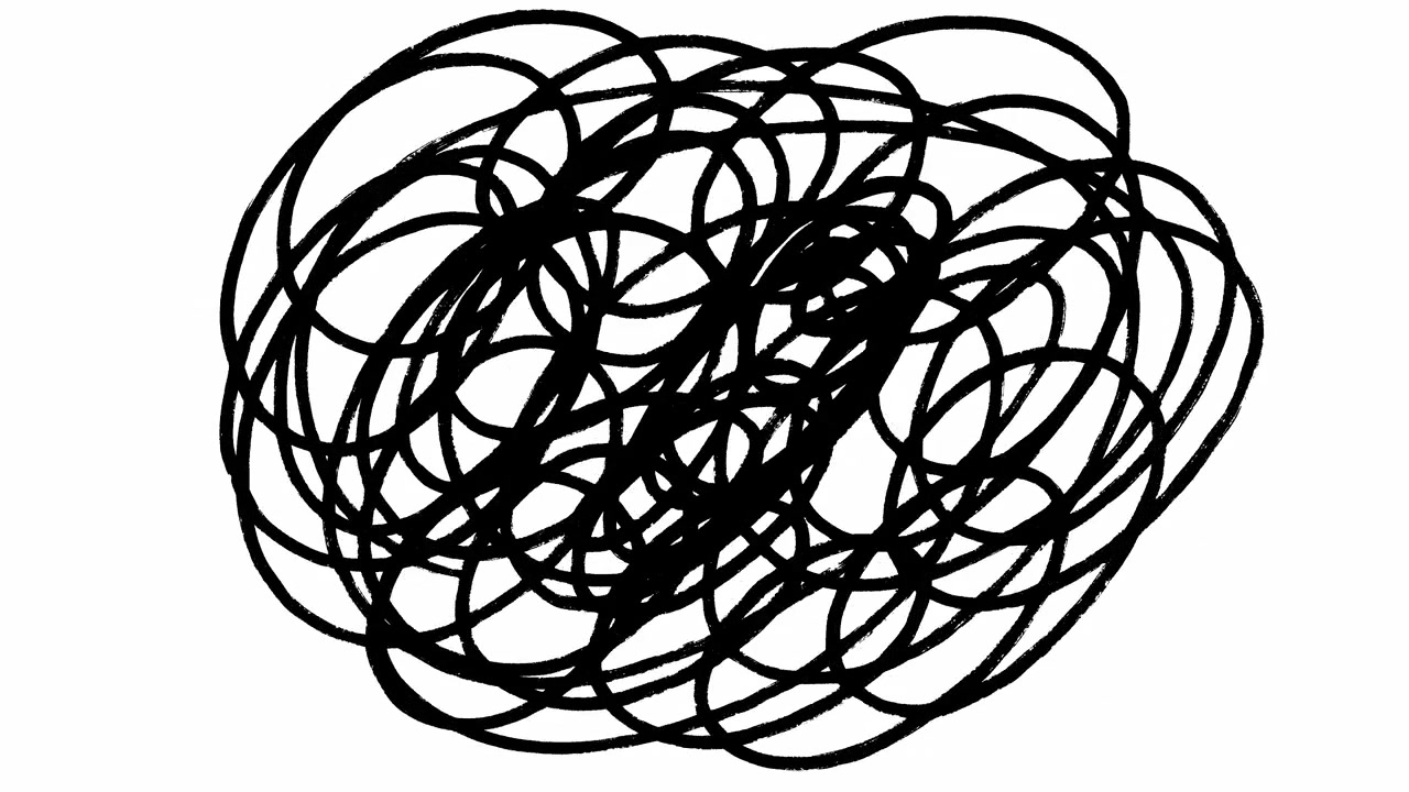 Dynamic Hand-Drawn Black Scribble Animation on White Background