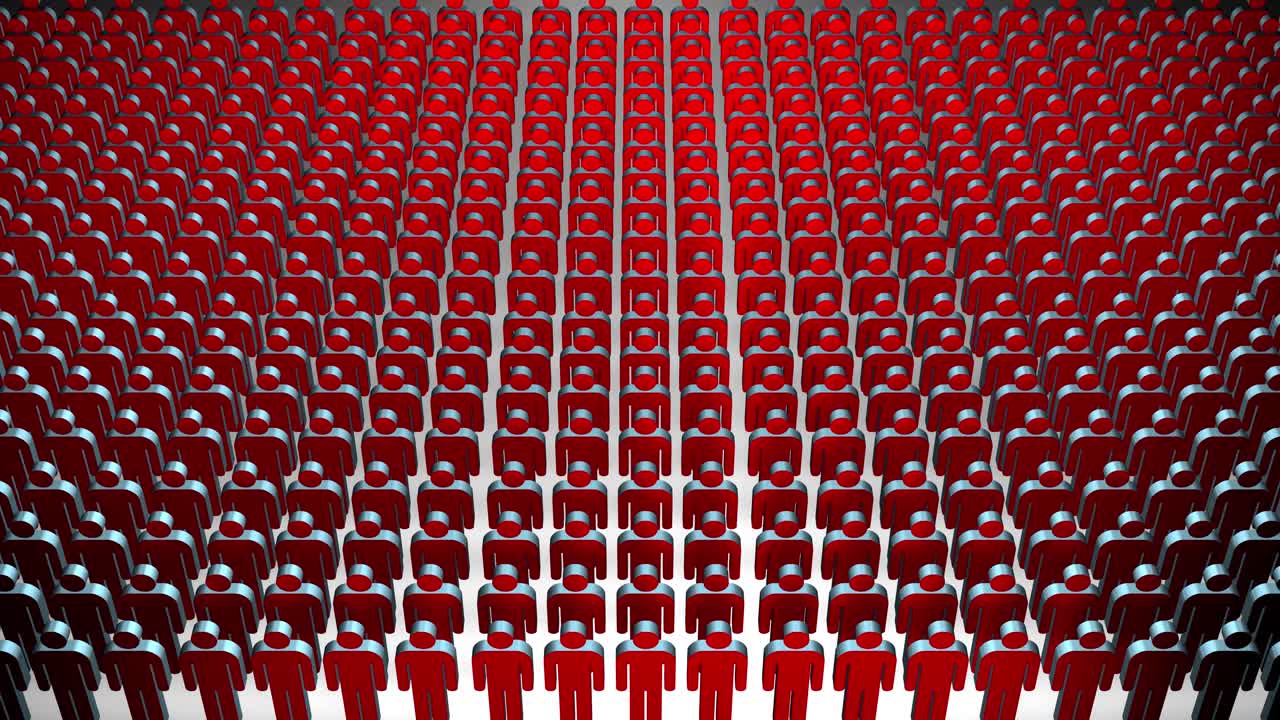 Abstract 3D Figures Changing Color to Red