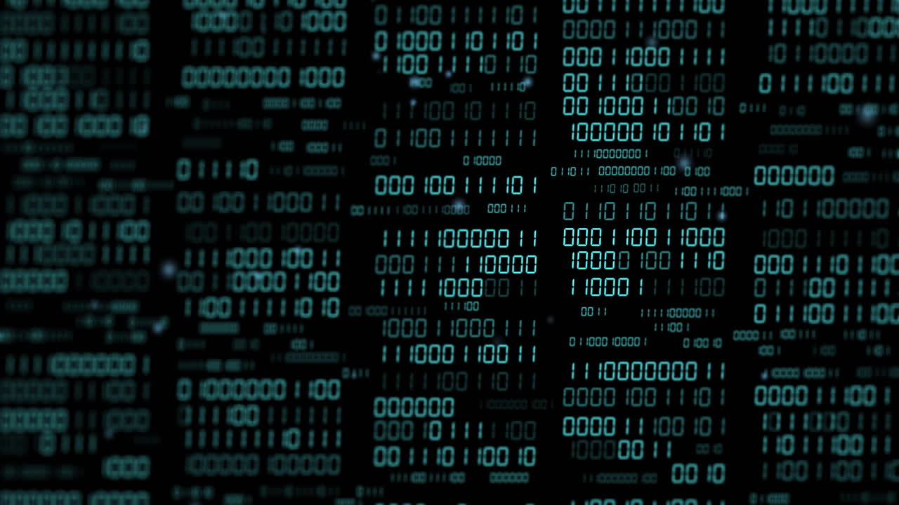 Animation of binary coding and data processing