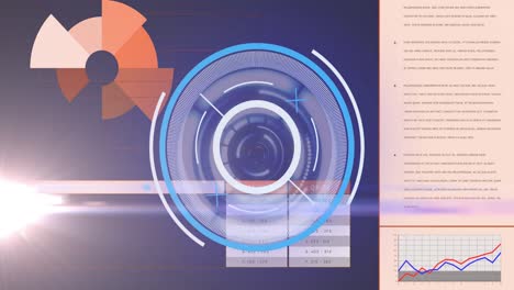 animación del círculo de procesamiento y luz en gráficos y datos científicos