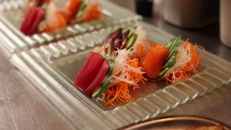 assorted sushi and sashimi platter