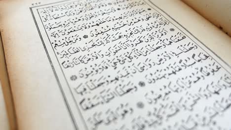 A person is leafing through the Quran