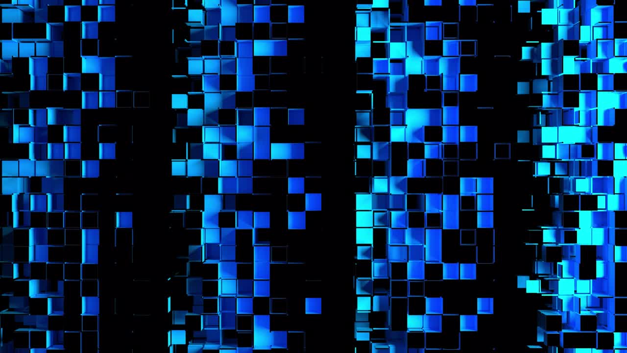 Abstract strips of square mosaic cells on black background