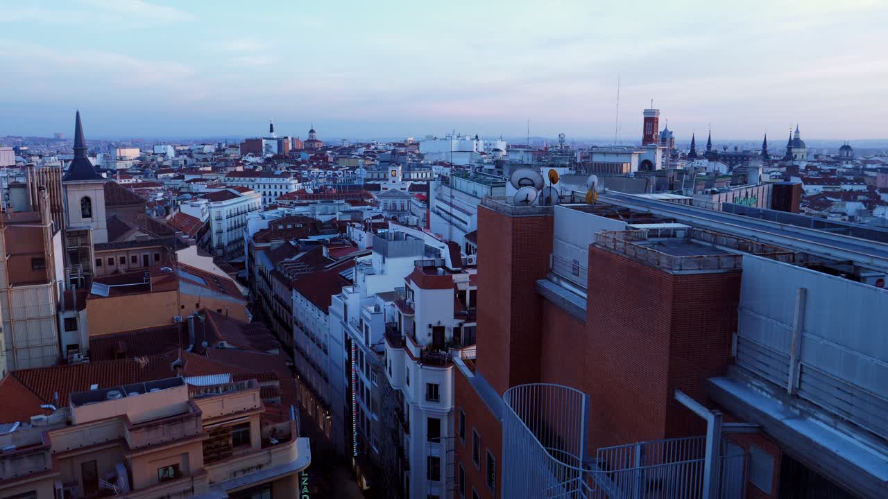 Panoramic View of Madrid City Skyline at Dusk