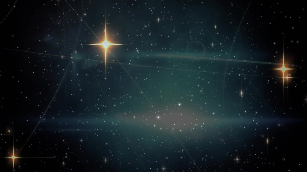 At start fading stars drifting in nebula glow, spiraling arcs forming golden star flare drawing eye