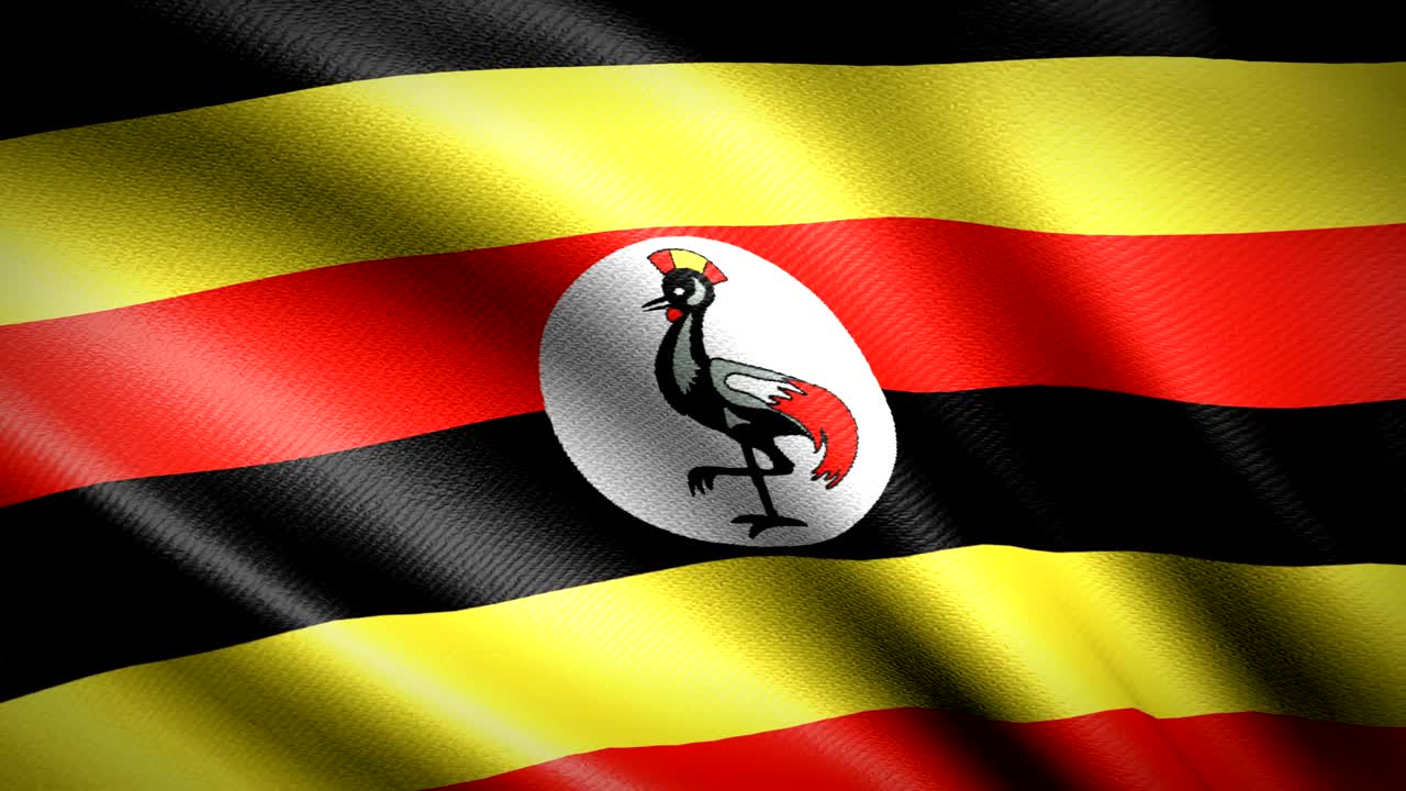 bandera de uganda. animación de bucle sin costuras. video de alta definición en 4k
