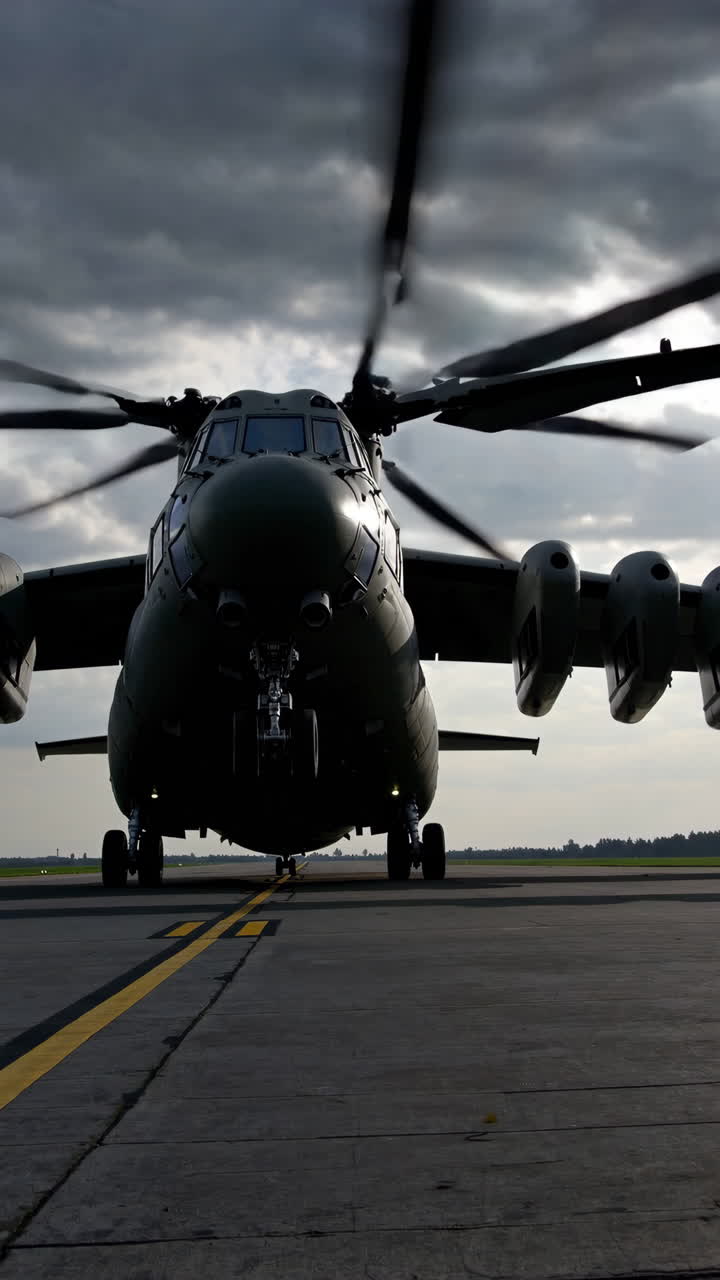 Large Military Helicopter on Runway