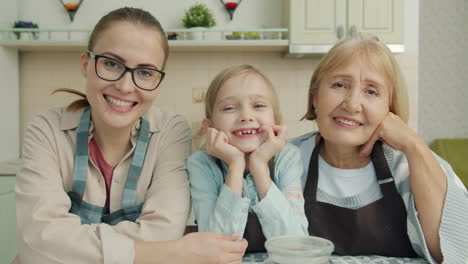 happy family portrait in kitchen