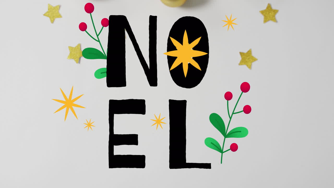 animación del texto de noel sobre las estrellas caídas