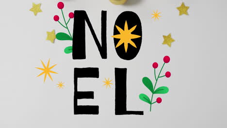 animation of noel text over falling stars