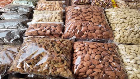 assorted nuts and dried fruits display