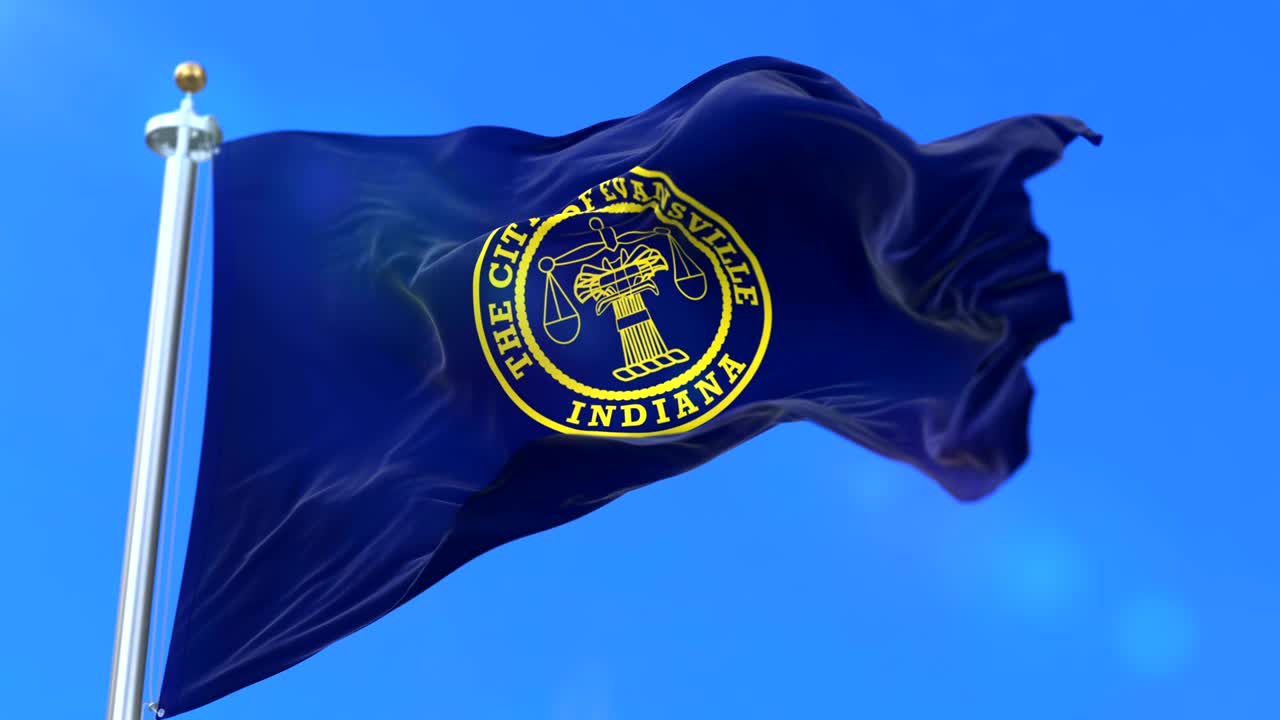 bandera de la ciudad de evansville, ciudad de indiana en los estados unidos de américa - bucle
