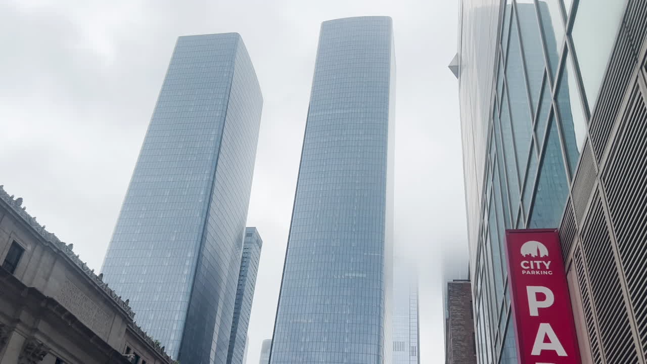 Tall glass skyscrapers in New York City