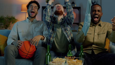 friends celebrating a basketball game victory