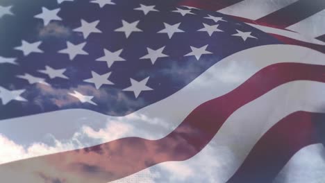 Bandera-Americana-Ondeando-En-El-Cielo