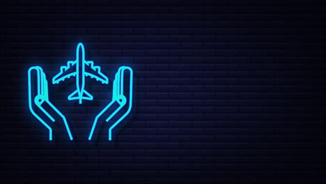 icono de mano de avión, gran diseño para cualquier propósito. avión de papel dibujado a mano. dibujo de línea continua. icono de neón. gráficos de movimiento.