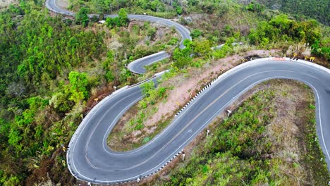road 1081 called floating road in thailand nan proving aerial drone view