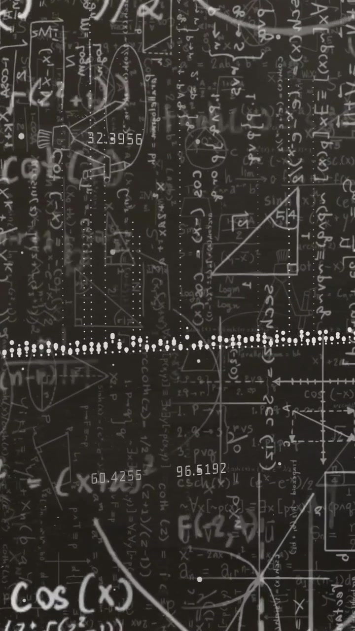 Vertical video: Camera panning down showing board math and graphs with dotted band staying centered