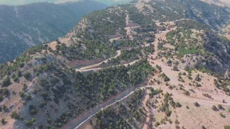 Serpentine-highway-in-the-mountain-coast,-southern-Crete,-near-Sfakia