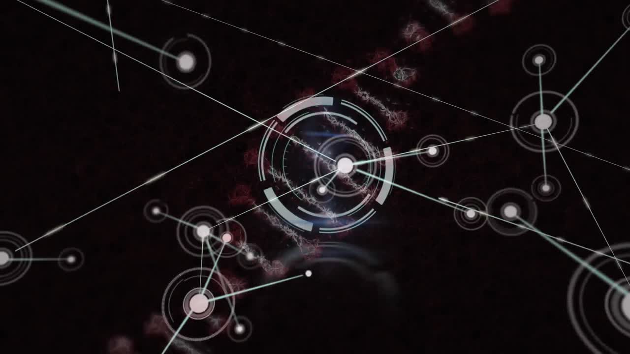 연결 네트워크와 함께 dna 가닥이 회전하는 애니메이션