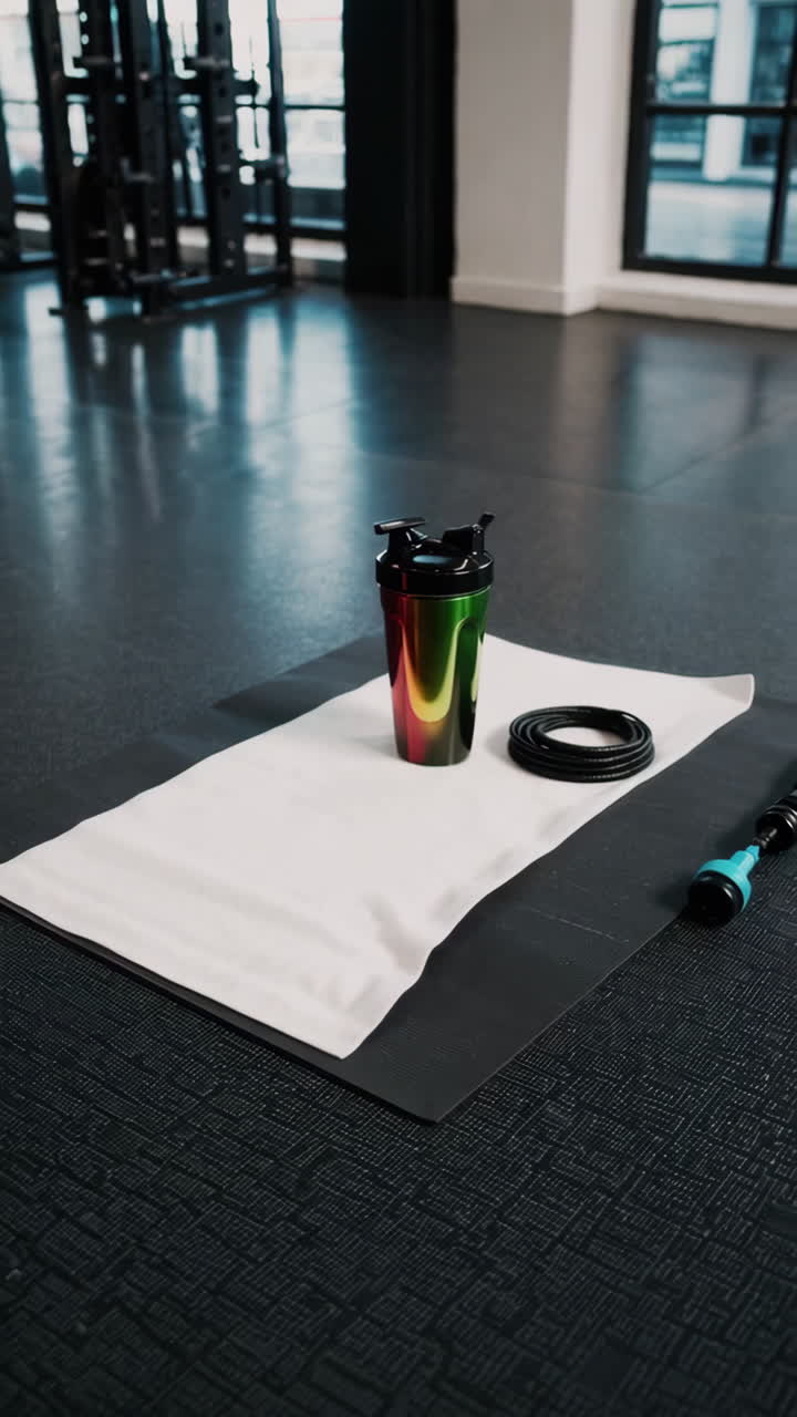 Attrezzatura da allenamento su tappetino da yoga in palestra