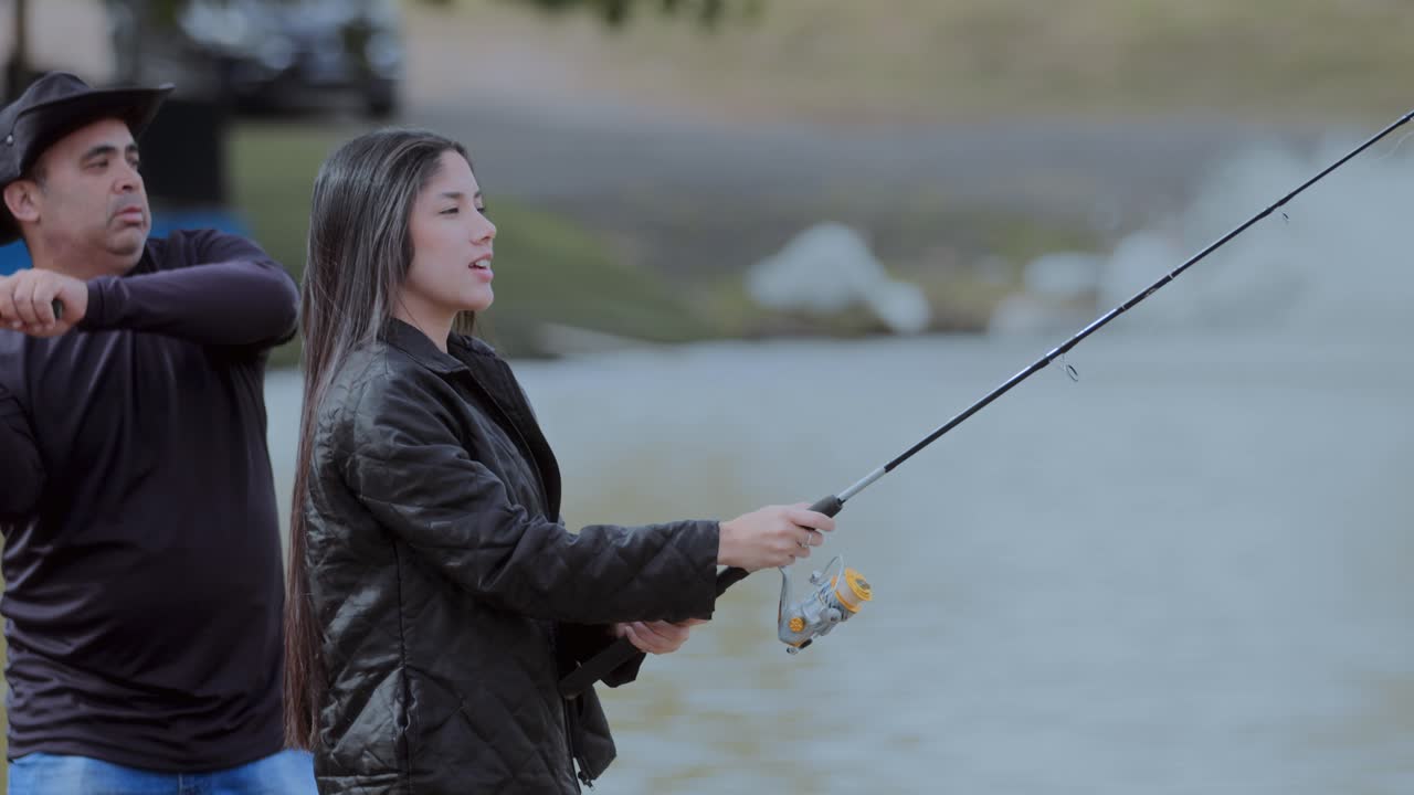 People fishing by a lake