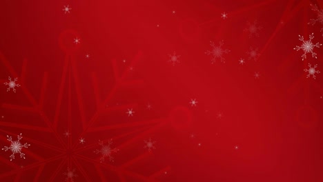animación de patrón de navidad de copos de nieve en fondo rojo